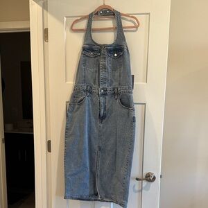 Universal Thread Halter Blue Denim Overall Dress